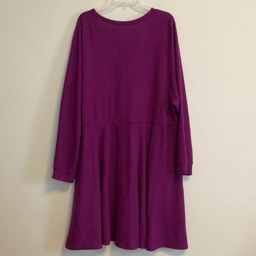 Torrid Purple Long Sleeve Dress- Hacci Front Pocket Skater Dress - Picture 8 of 10